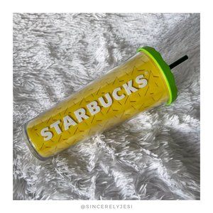 Starbucks ▪ Tropical Green & Yellow Pineapple Print Tall 24 oz Cold Cup Tumbler